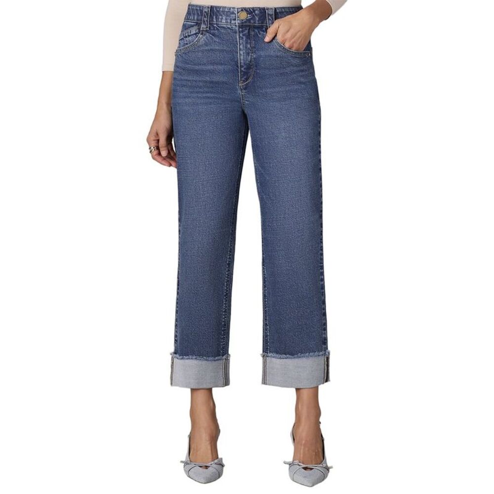 Wit & Wisdom Womens Fray Cuff Boyfriend Jean